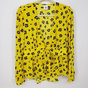 Cabi Leopard Print Tie Front Blouse Top 5596